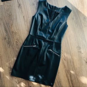 zara basic black leather mini dress size m✨